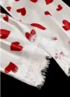 مجموعة بيجامة جذابة مكونة من 2 قطعة، ملابس علوية عميق الياقة V قابل للتعديل، ملابس علوية مزين بالدانتيل المتباين، بنطلون بخصر مطاطي بنقشة قلب، بيجامة نسائية ناعمة ومريحة