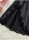 فستان نوم للنساء، طباعة زهرية ناضجة بتشطيب من الساتان والدانتيل، فستان نوم بياقة على شكل حرف V وظهر مفتوح وشق جانبي، رداء مريح