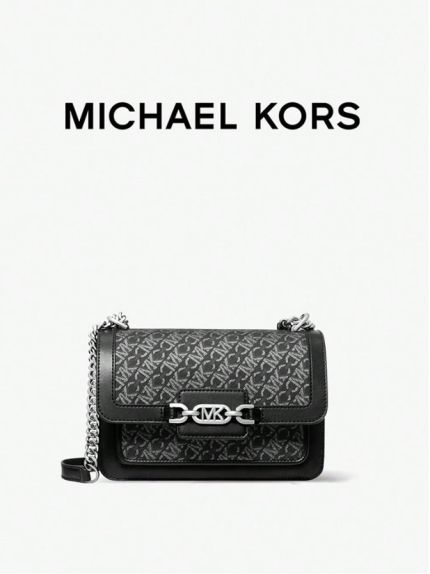 Michael Kors حقيبة كتف نسائية Heather كبيرة معدنية بشعار Empire Signature