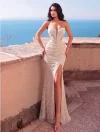 فستان سهرة أنيق مزين بالخرز بتصميم ذيل السمكة، تصميم ربط من الخلف، قصة ذيل السمكة الرشيقة، فستان طويل لحفلات الزفاف الخريفية | متجر نايس نايت