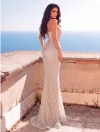 فستان سهرة أنيق مزين بالخرز بتصميم ذيل السمكة، تصميم ربط من الخلف، قصة ذيل السمكة الرشيقة، فستان طويل لحفلات الزفاف الخريفية | متجر نايس نايت